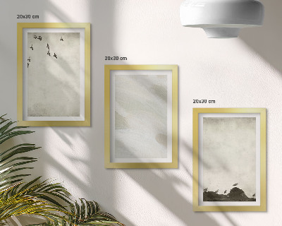 Galerie de perete Decorațiuni minimaliste cu păsări, pietre și tușe de pensulă