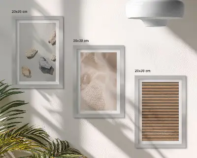 Set de 3 tablouri cu texturi diverse de piatră, lemn și material textil