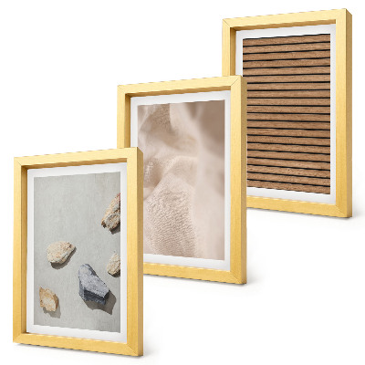 Set 3 tablouri Pietre, lemn, material textil, diverse texturi