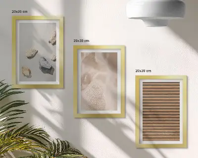 Set de 3 tablouri cu texturi diverse de piatră, lemn și material textil