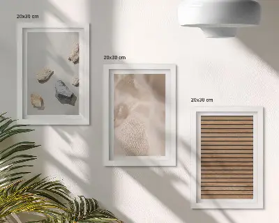 Set de 3 tablouri cu texturi diverse de piatră, lemn și material textil