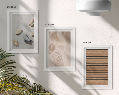 Set 3 tablouri Pietre, lemn, material textil, diverse texturi