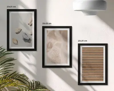 Set de 3 tablouri cu texturi diverse de piatră, lemn și material textil