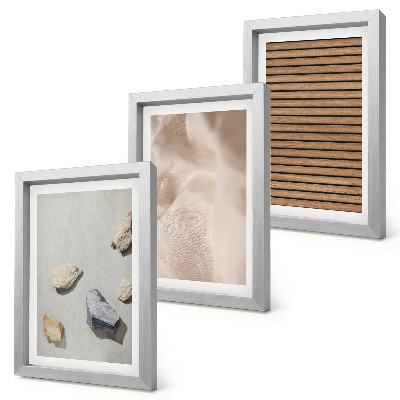 Set 3 tablouri Pietre, lemn, material textil, diverse texturi