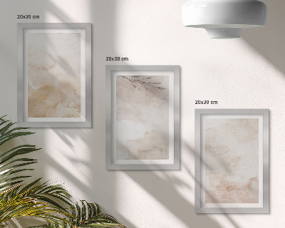 Set 3 tablouri Pete și frunze de acuarelă în culori pastelate