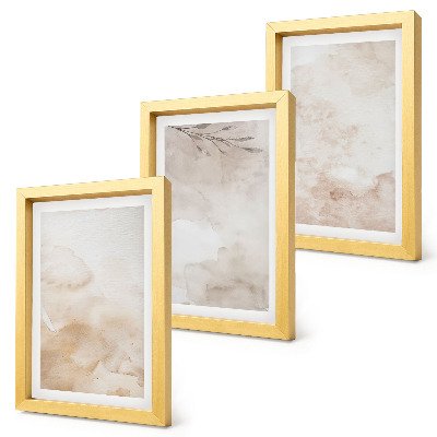 Set 3 tablouri Pete și frunze de acuarelă în culori pastelate