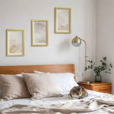 Set de 3 tablouri cu model de pete și frunze în culori pastelate