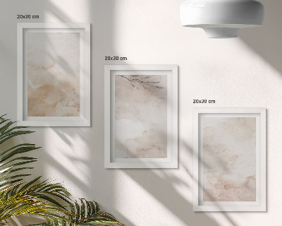 Set 3 tablouri Pete și frunze de acuarelă în culori pastelate