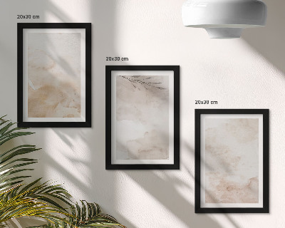 Set 3 tablouri Pete și frunze de acuarelă în culori pastelate
