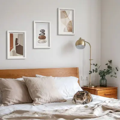 Galerie de perete cu pictură abstractă și decorațiuni moderne
