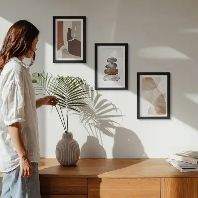 Galerie de perete cu pictură abstractă și decorațiuni moderne