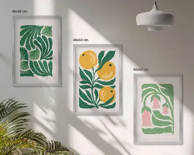 Set de tablouri pentru dormitor cu modele minimaliste de plante