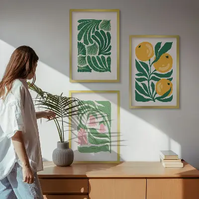 Set de tablouri pentru dormitor cu modele minimaliste de plante