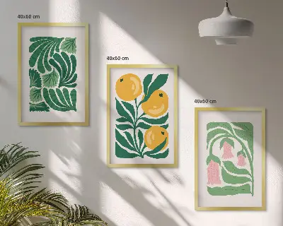 Set de tablouri pentru dormitor cu modele minimaliste de plante
