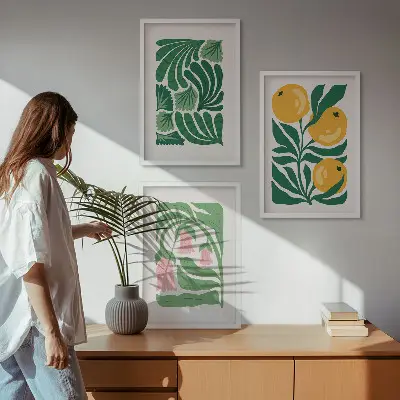 Set de tablouri pentru dormitor cu modele minimaliste de plante