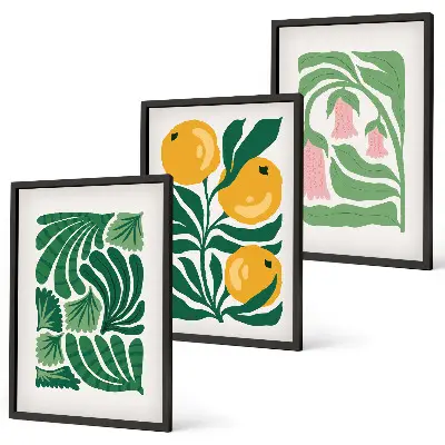 Set de tablouri pentru dormitor cu modele minimaliste de plante