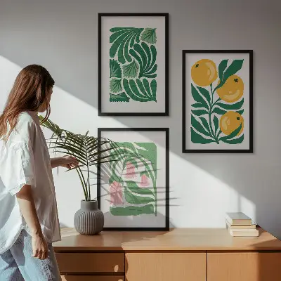 Set de tablouri pentru dormitor cu modele minimaliste de plante