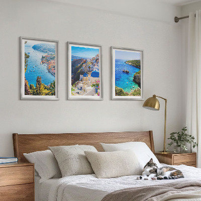 Set tablouri decorative Vederi grecești ale insulei Santorini, Oia