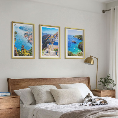 Set tablouri decorative Vederi grecești ale insulei Santorini, Oia