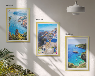 Set tablouri decorative Vederi grecești ale insulei Santorini, Oia