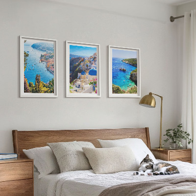 Set tablouri decorative Vederi grecești ale insulei Santorini, Oia