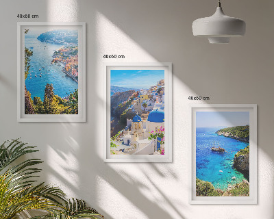 Set tablouri decorative Vederi grecești ale insulei Santorini, Oia