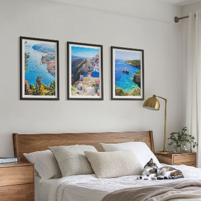 Set tablouri decorative Vederi grecești ale insulei Santorini, Oia