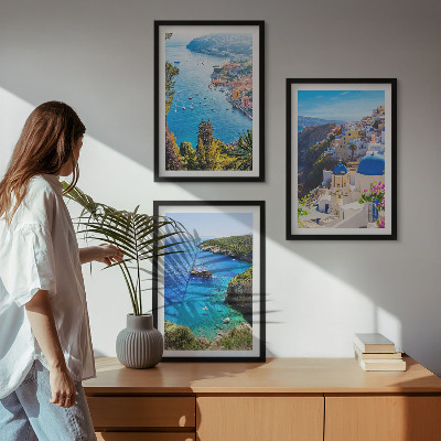 Set tablouri decorative Vederi grecești ale insulei Santorini, Oia