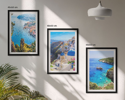 Set tablouri decorative Vederi grecești ale insulei Santorini, Oia