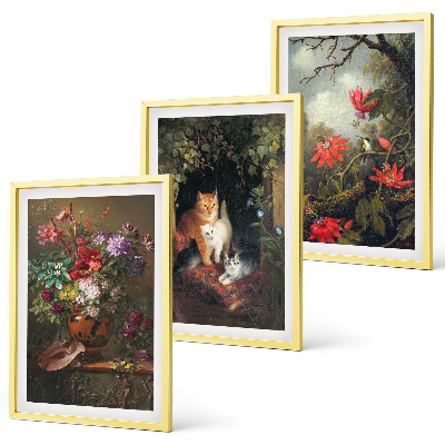 Set tablouri pentru dormitor Flori vintage pisici natură