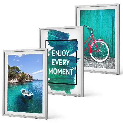 Set tablouri pentru dormitor cu tematică marină reprezentând o barcă și biciclete