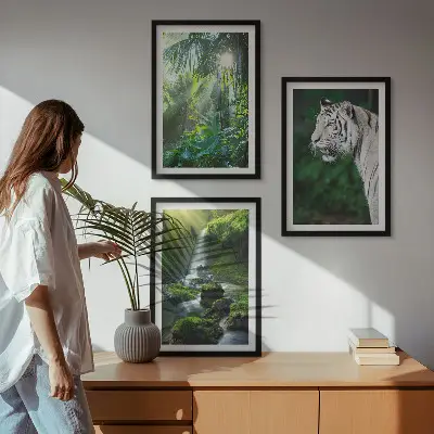 Set tablouri pentru dormitor cu cascada tigrului din junglă