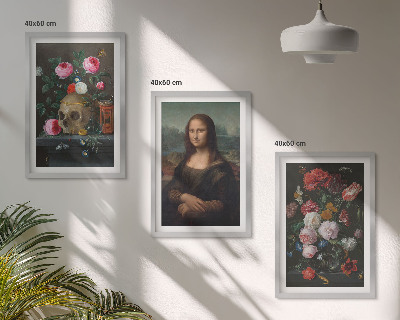 Set tablouri decorative Portret de craniu cu flori Mona Lisa