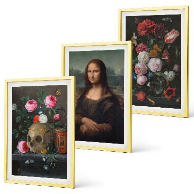 Set tablouri decorative Portret de craniu cu flori Mona Lisa