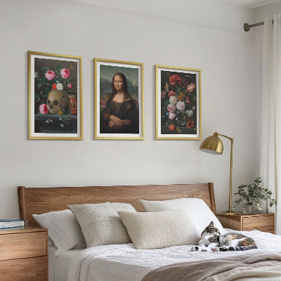 Set tablouri decorative Portret de craniu cu flori Mona Lisa