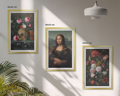 Set tablouri decorative Portret de craniu cu flori Mona Lisa