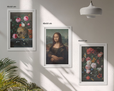 Set tablouri decorative Portret de craniu cu flori Mona Lisa