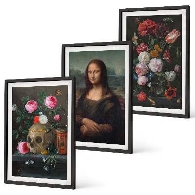 Set tablouri decorative Portret de craniu cu flori Mona Lisa