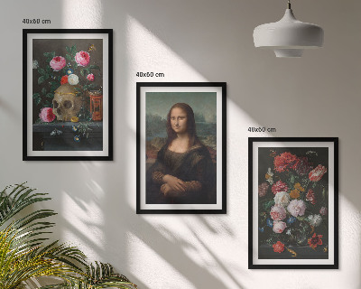 Set tablouri decorative Portret de craniu cu flori Mona Lisa