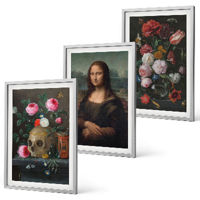 Set tablouri decorative Portret de craniu cu flori Mona Lisa
