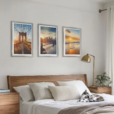 Set tablouri pentru dormitor cu poduri, apusuri de soare și oraș