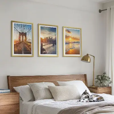 Set tablouri pentru dormitor cu poduri, apusuri de soare și oraș