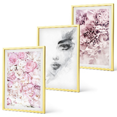 Set tablouri decorative Portret de femeie alb-negru cu bujori