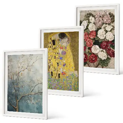 Set de tablouri pentru dormitor cu modelul Florile copacului pictat de Klimt