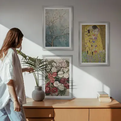 Set de tablouri pentru dormitor cu modelul Florile copacului pictat de Klimt