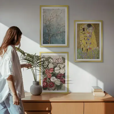 Set de tablouri pentru dormitor cu modelul Florile copacului pictat de Klimt