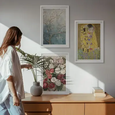 Set de tablouri pentru dormitor cu modelul Florile copacului pictat de Klimt