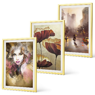 Set tablouri pentru dormitor Portret abstract al unei femei cu flori și ploaie
