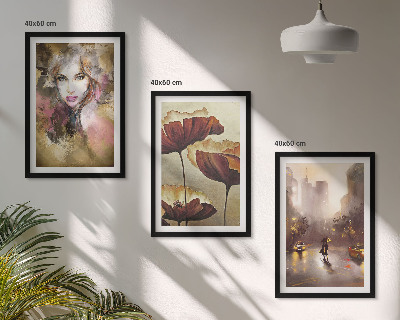 Set tablouri pentru dormitor Portret abstract al unei femei cu flori și ploaie