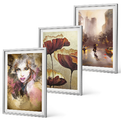 Set tablouri pentru dormitor Portret abstract al unei femei cu flori și ploaie